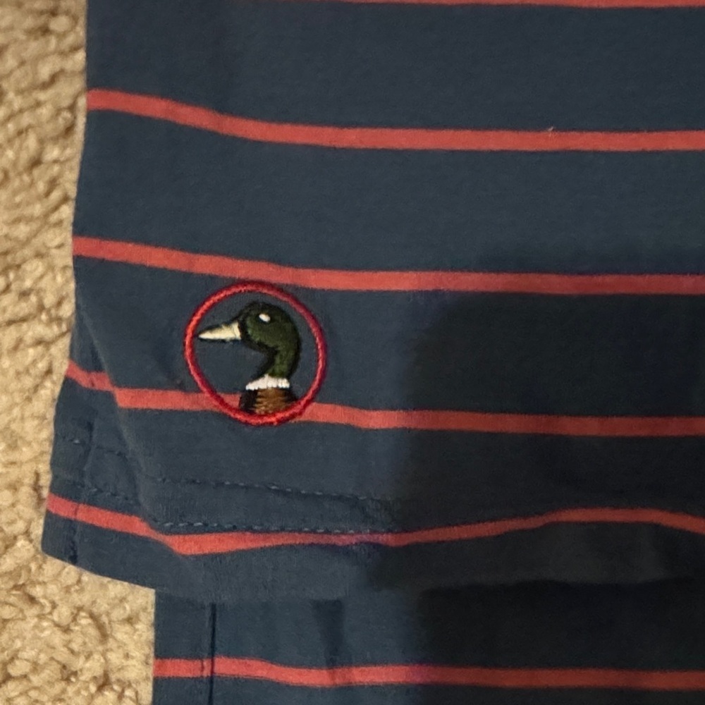 Duck Head Navy Polo with Pink Stripes - Picture 3 of 4